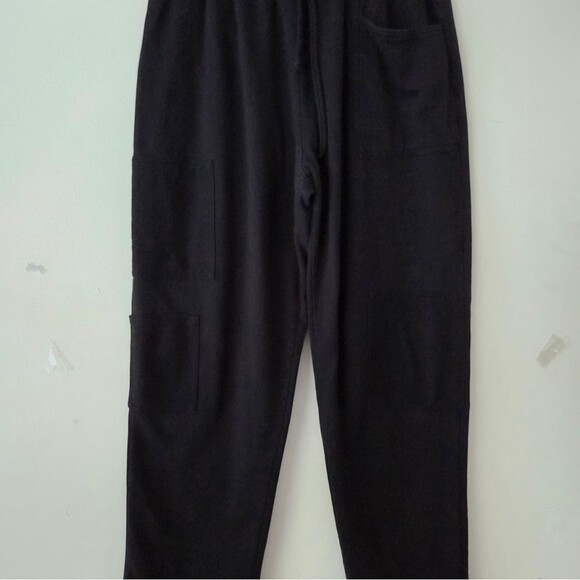 Planet by Lauren G Black French Terry Cotron Patched Luxury Sweatpants Pants 2 L - Picture 5 of 10